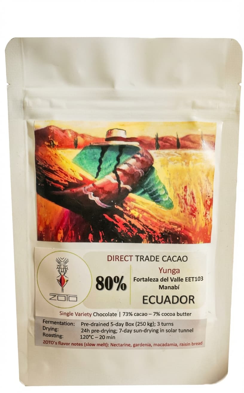 Yunga Fortaleza del Valle EET103 80% dark bar packaging by ZOTO