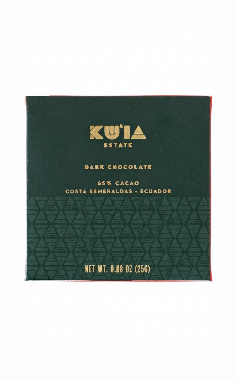 Classic 65% 65% dark bar packaging by Maui Ku'ia Estate Chocolate