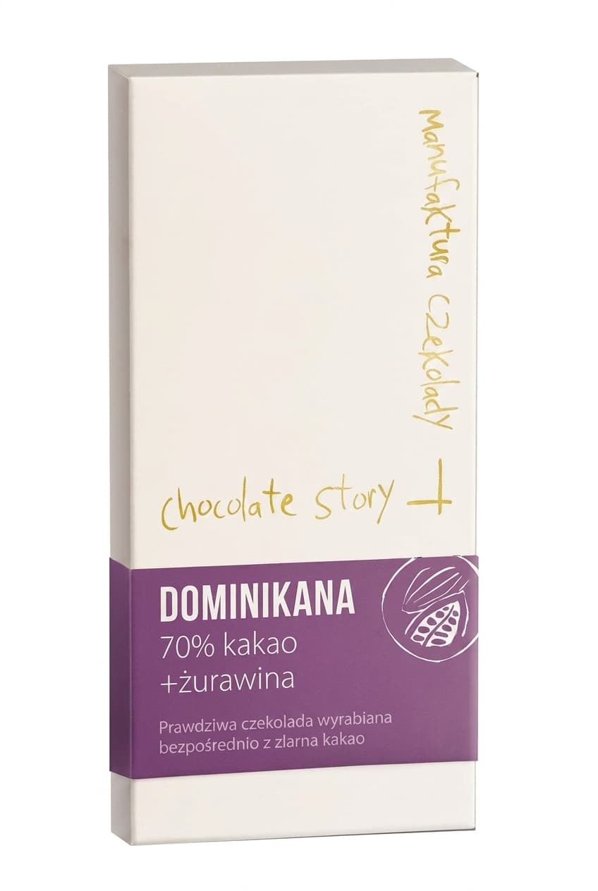 Dominikana 70% + żurawina 70% dark bar packaging by Manufaktura Czekolady