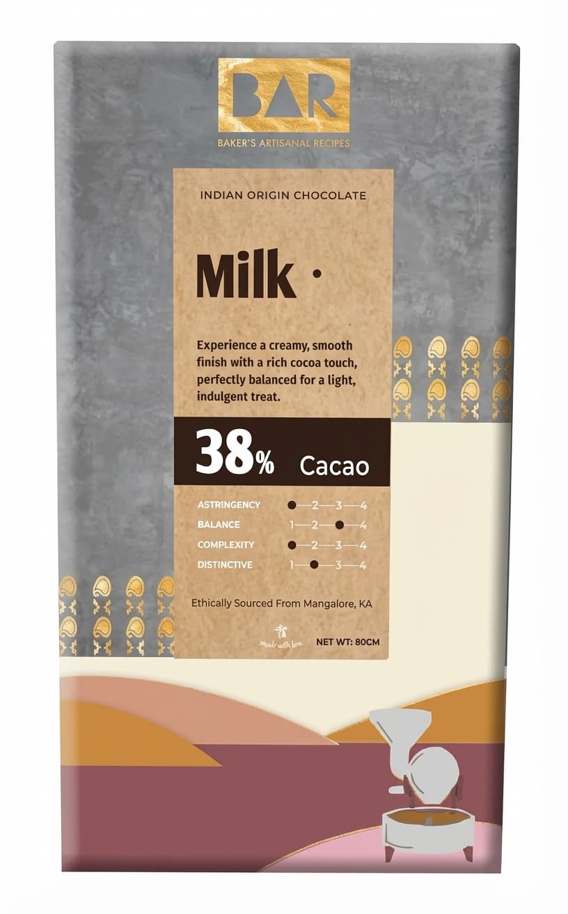 Milk 38% 38% milk bar packaging by BAR Baker's Artisanal Recipes