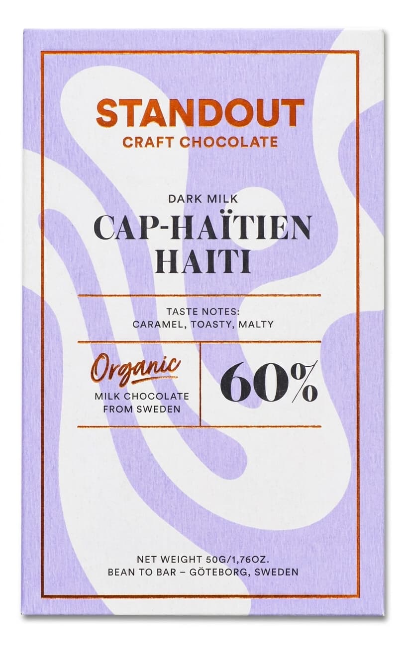 Cap-Haïtien 60% 60% milk bar packaging by Standout Chocolate