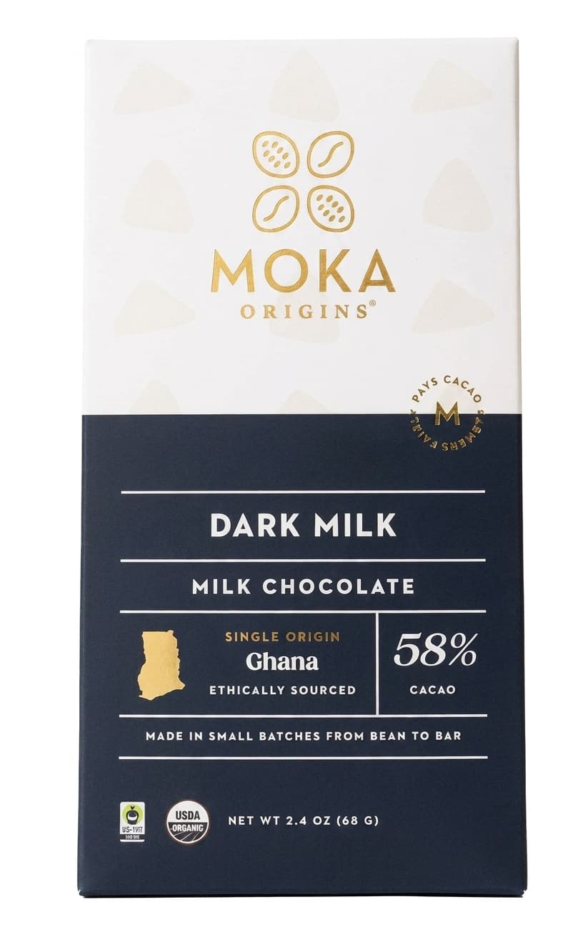 Dark Milk 58% 58% milk bar packaging by Moka Origins