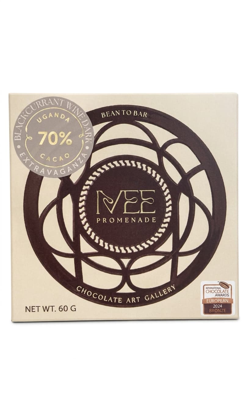 Blackcurrant Wine Dark Extravaganza 70% 70% dark bar packaging by Ivee Promenade