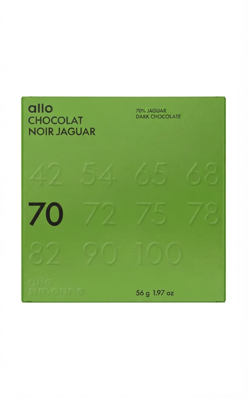 Jaguar Ecuador 70% 70% dark bar packaging by Allo Simonne