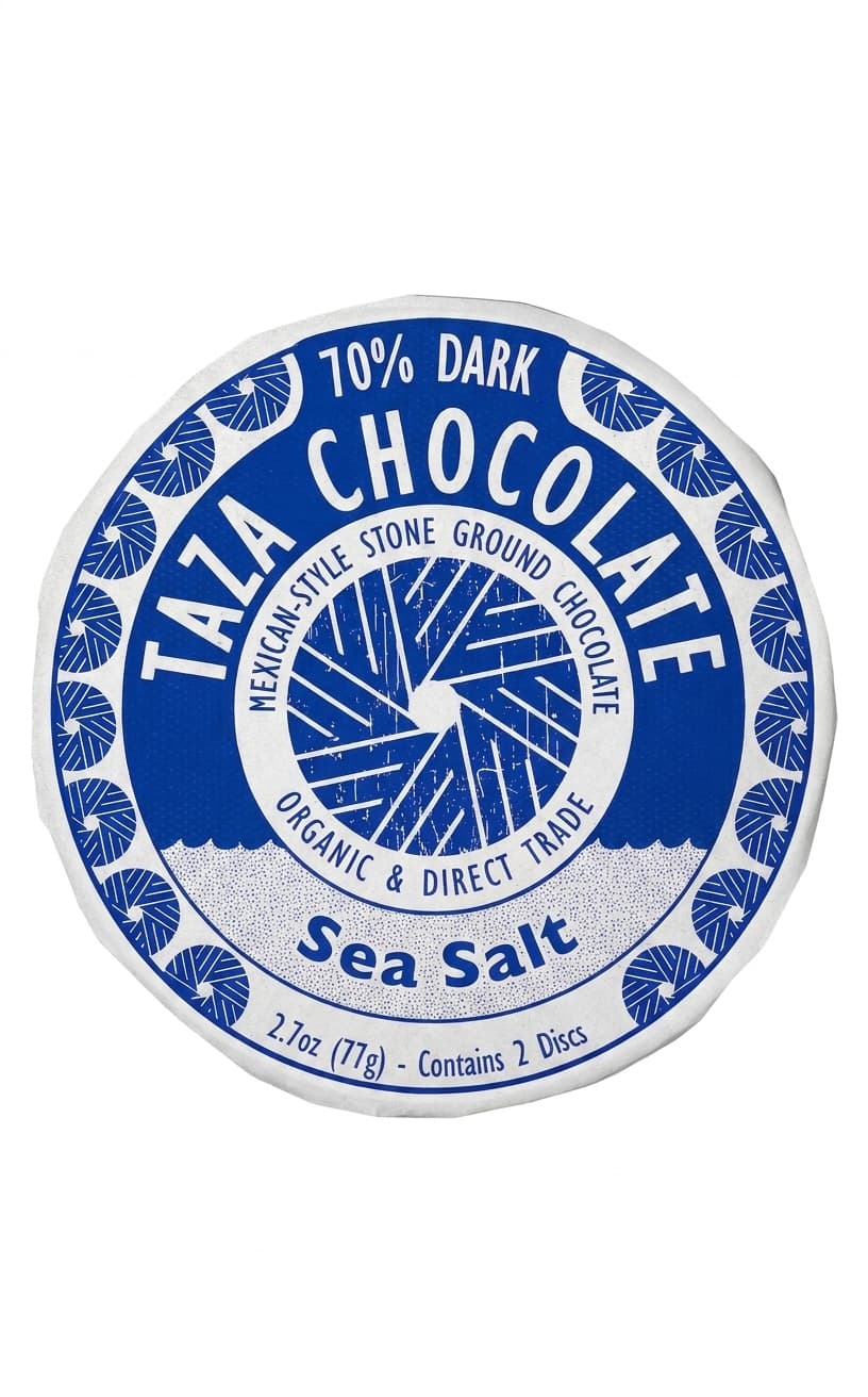Sea Salt 70% 70% dark bar packaging by Taza