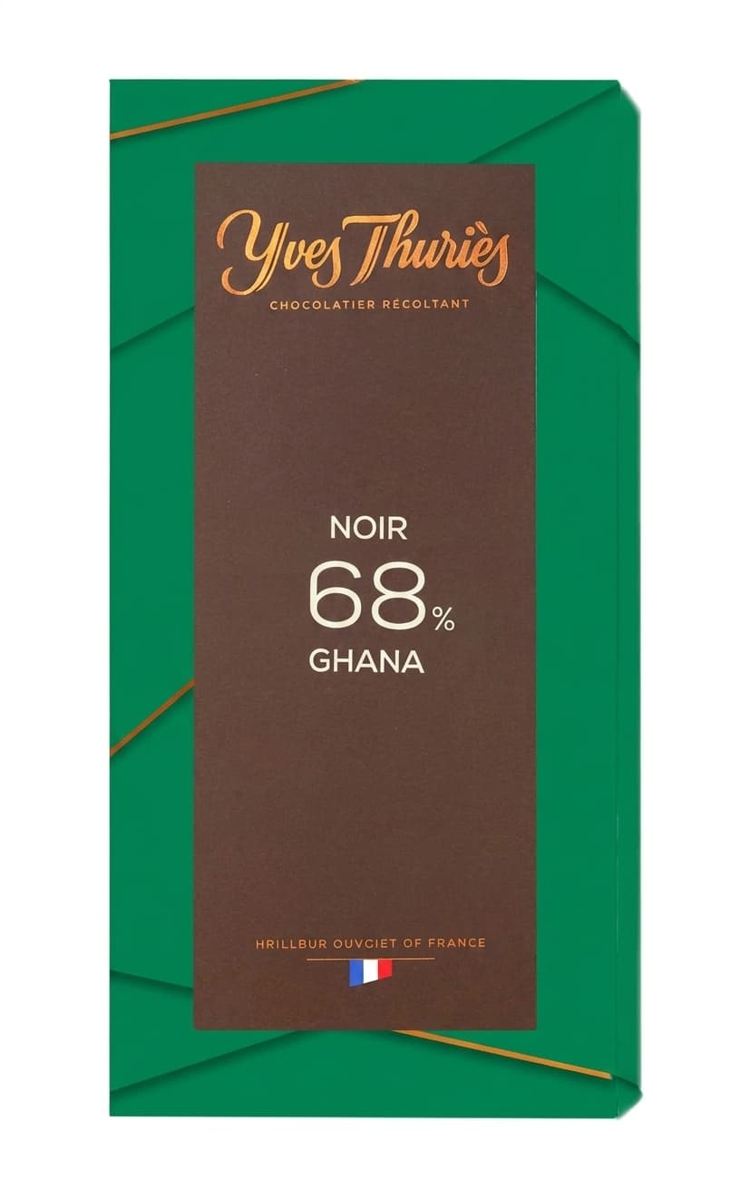 Ghana 68% 68% dark bar packaging by Yves Thuriès