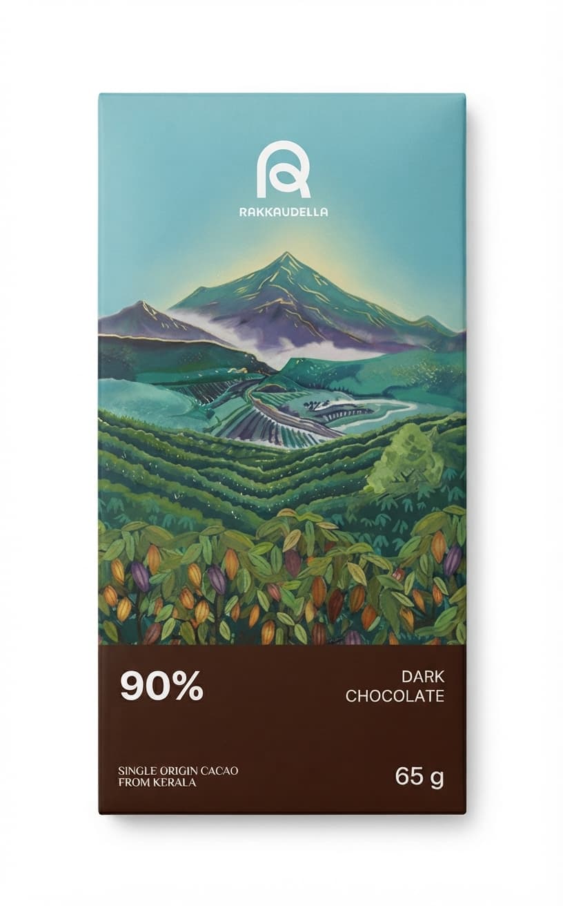 Idukki 90% 90% dark bar packaging by Rakkaudella