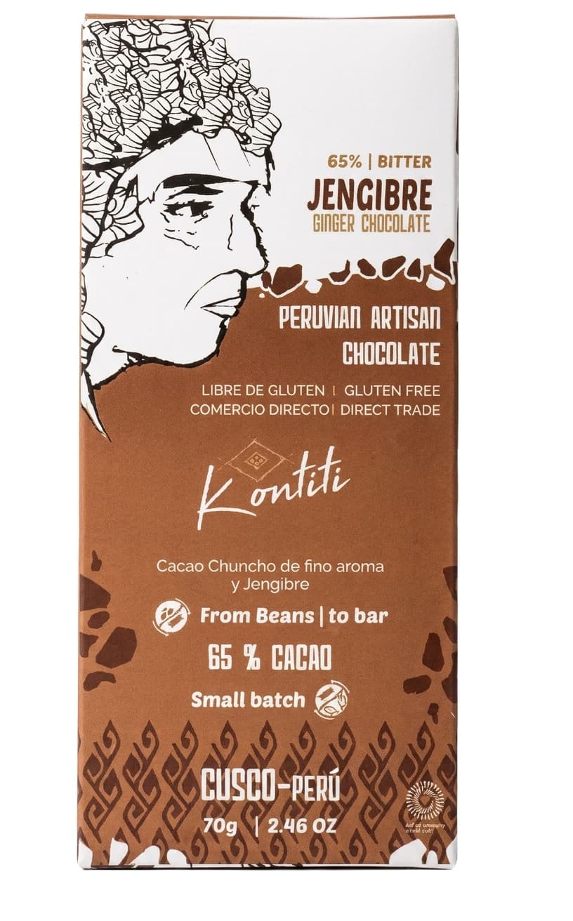 Jengibre 65% 65% dark bar packaging by Kontiti