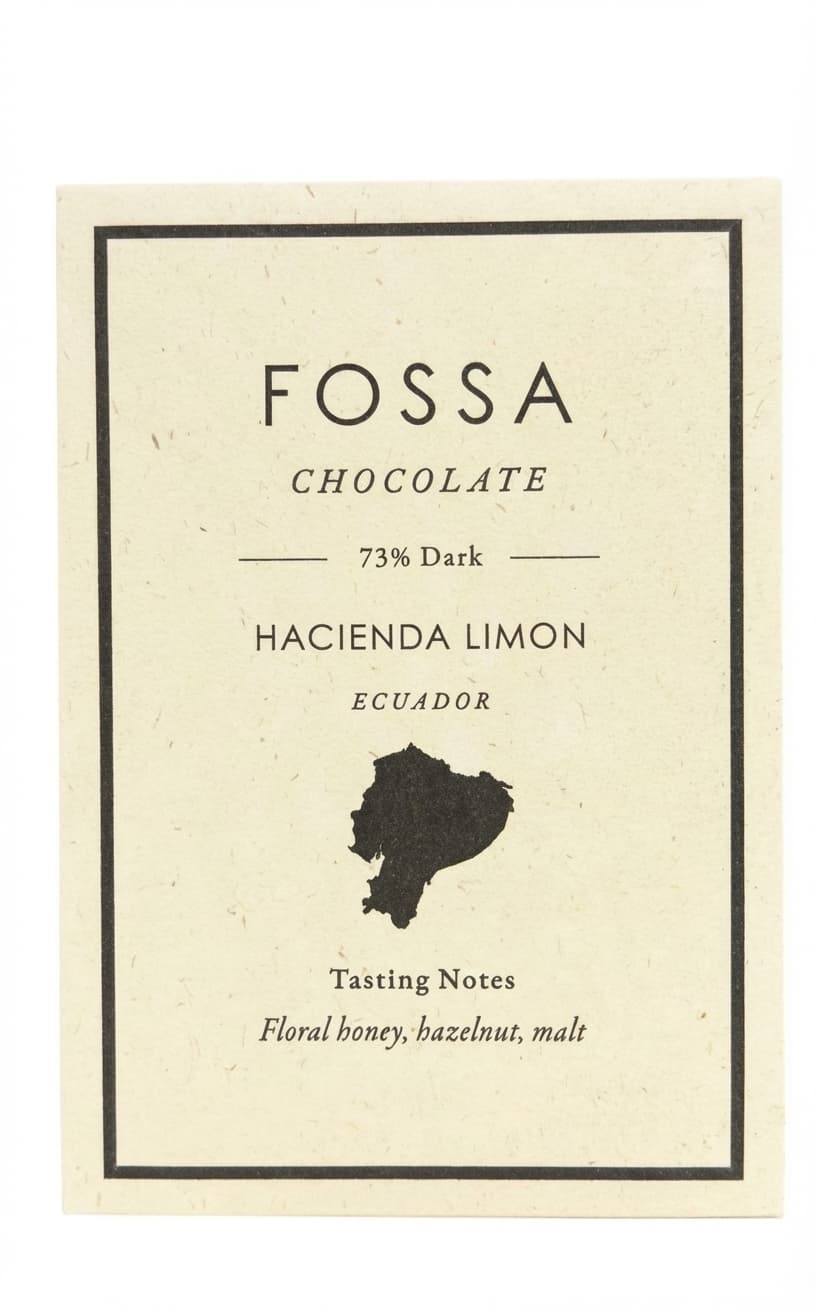 Hacienda Limon 73% 73% dark bar packaging by Fossa