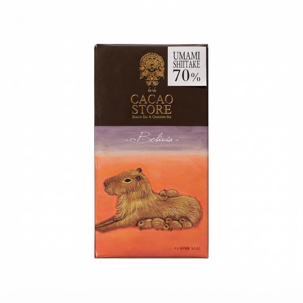 Alto Beni Shiitake 70% 70% dark bar packaging by Musée du Chocolat Théobroma