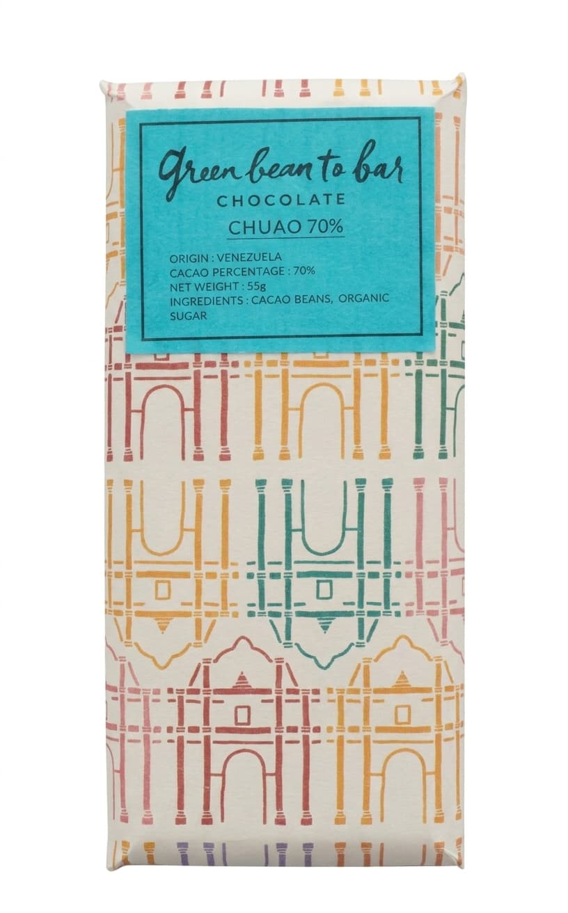 Chuao 70% 70% dark bar packaging by Green Bean to Bar Chocolate