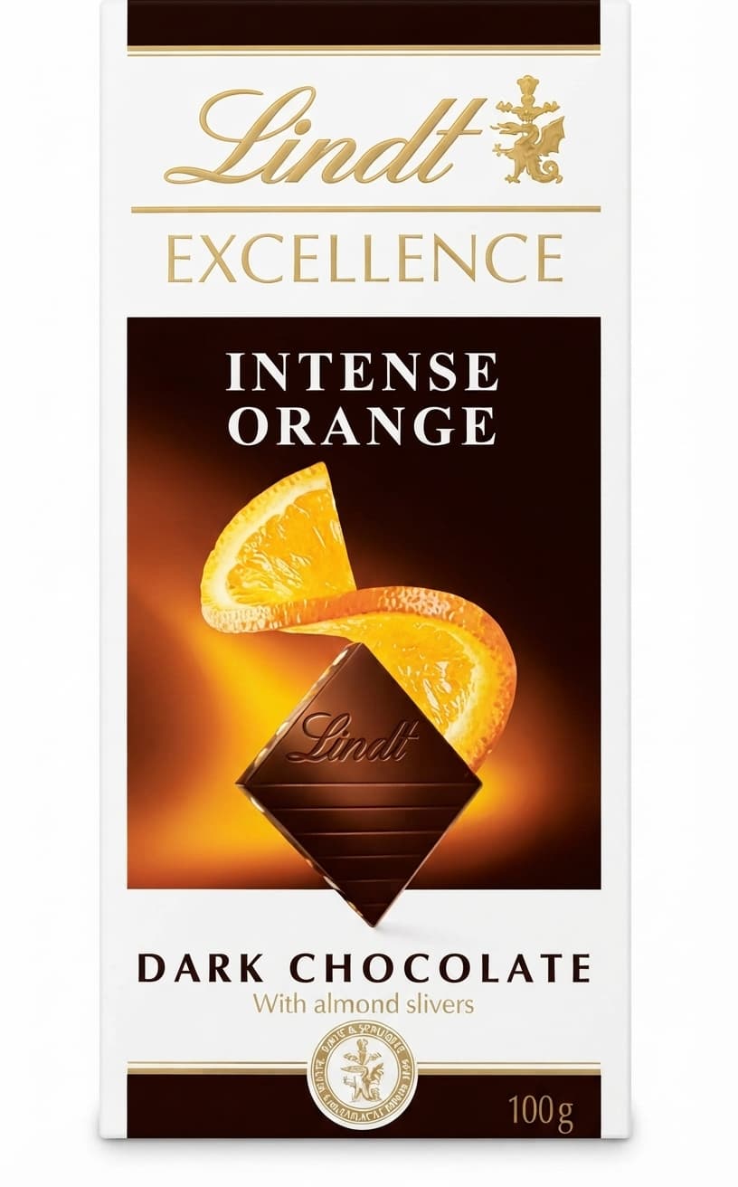 Excellence Intense Orange 48% dark bar packaging by Lindt